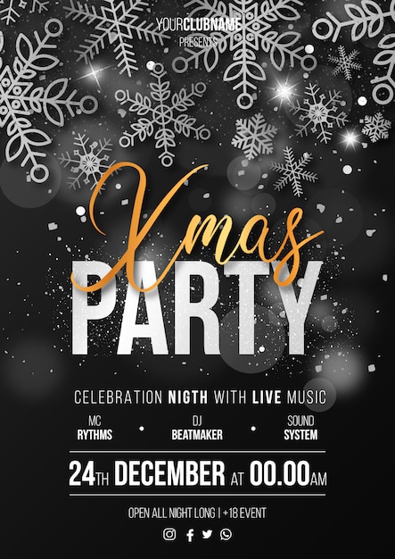 Elegant Christmas Party Poster Klaar om te printen