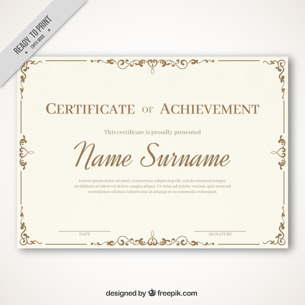 Gratis vector elegant diploma in vintage stijl