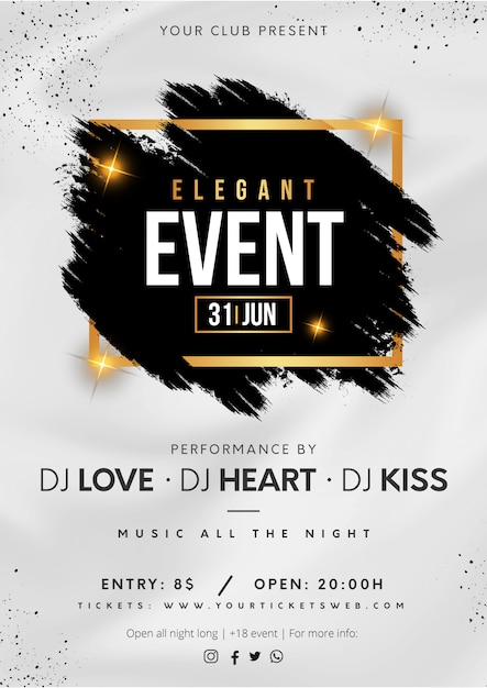 Elegant evenement poster met zwarte splash