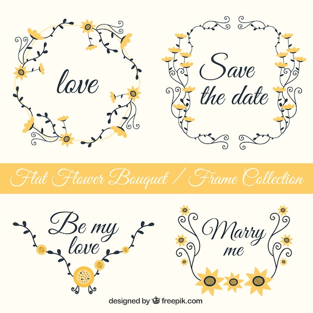 Gratis vector elegant frames met bloemen