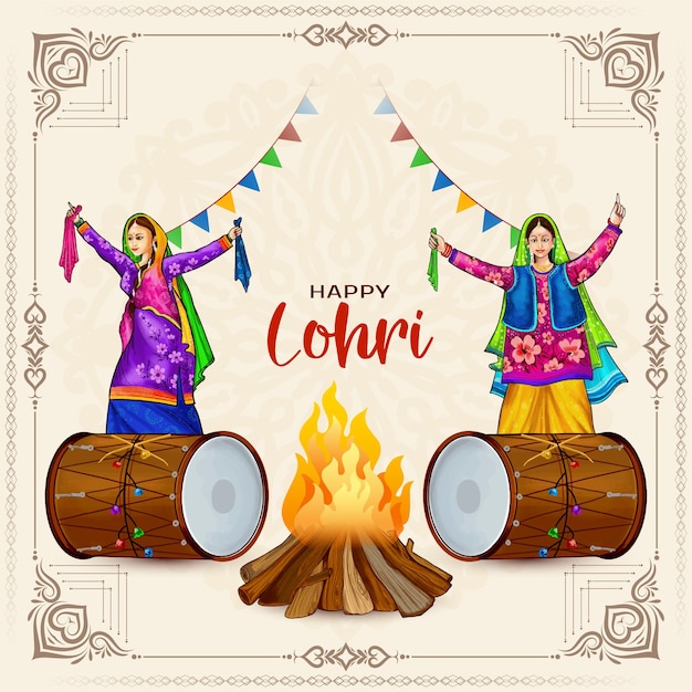 Elegant happy lohri traditioneel indisch festival achtergrondontwerp