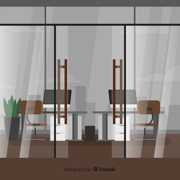 Gratis vector elegant kantoorinterieur met plat ontwerp