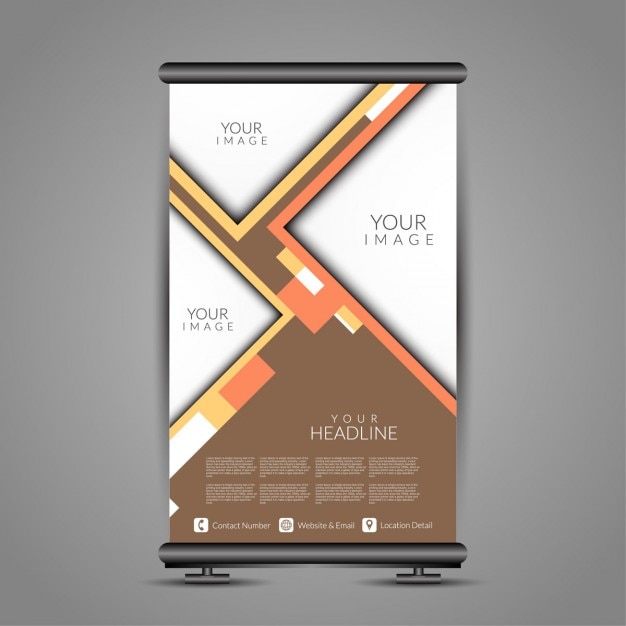 Gratis vector elegant kleurrijke roll up banner staan ​​template