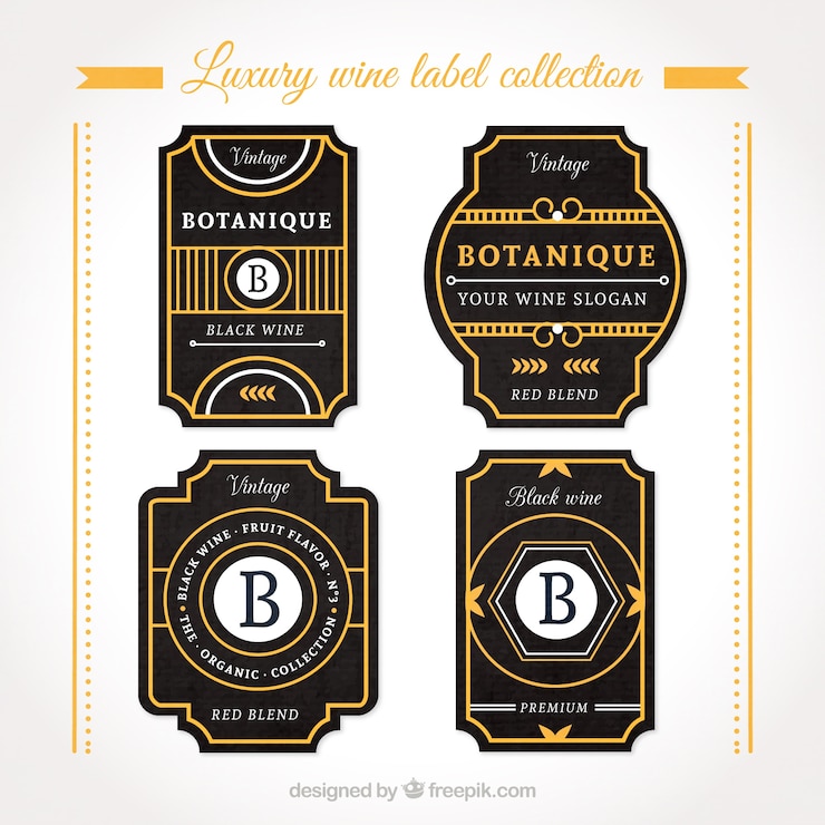 Gratis Vector elegant labels voor flessen met oranje informatie
