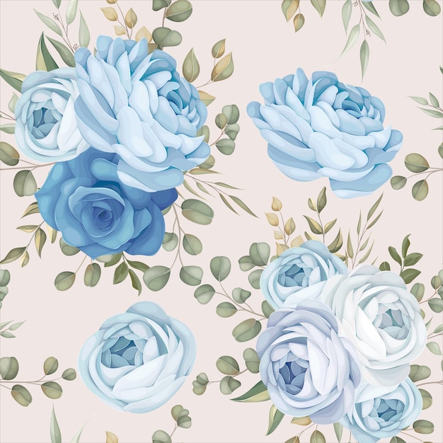 Elegant naadloos patroonontwerp blauwe bloemen