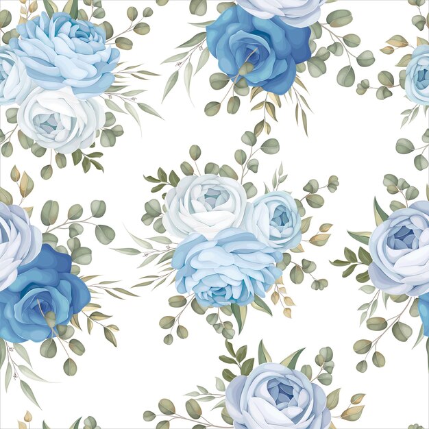 elegant naadloos patroonontwerp blauwe bloemen