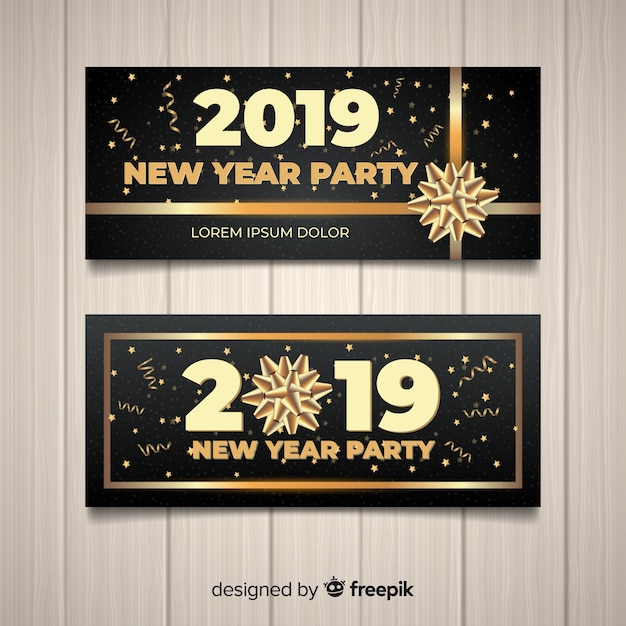 Gratis vector elegant nieuw jaar 2019 banners