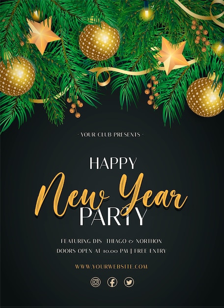 Gratis vector elegant nieuwjaarsfeest poster sjabloon