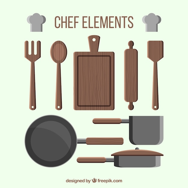 Gratis vector elegant pak chef-kok elementen