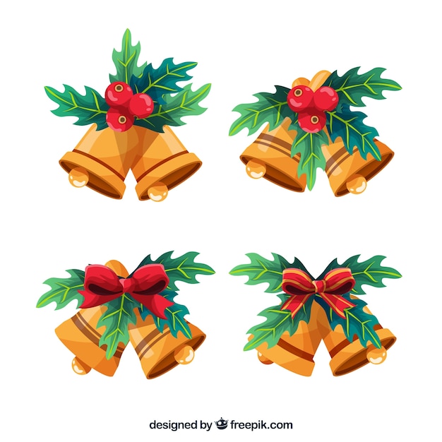 Gratis vector elegant pak kerstklokken