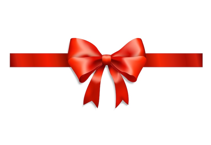Gratis Vector elegant rood lint en boog geïsoleerd op wit