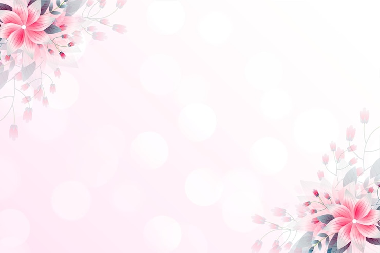 Gratis Vector elegant roze behang met bloemen en bokeh effect
