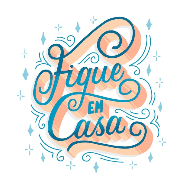 Gratis vector elegant thuis belettering in het portugees