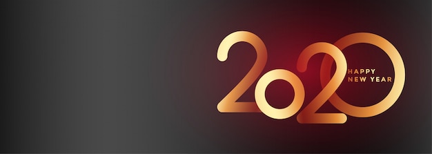 Gratis vector elegante 2020 nieuwe jaar mooie banner