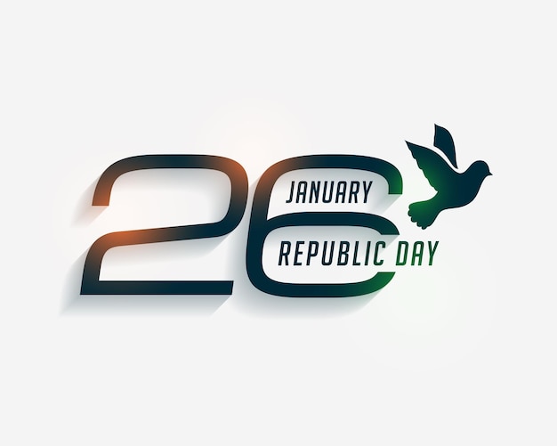 Gratis vector elegante 26 januari republiekdagkaart met vredesvogelduif
