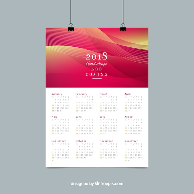 Gratis vector elegante abstracte kalender 2018