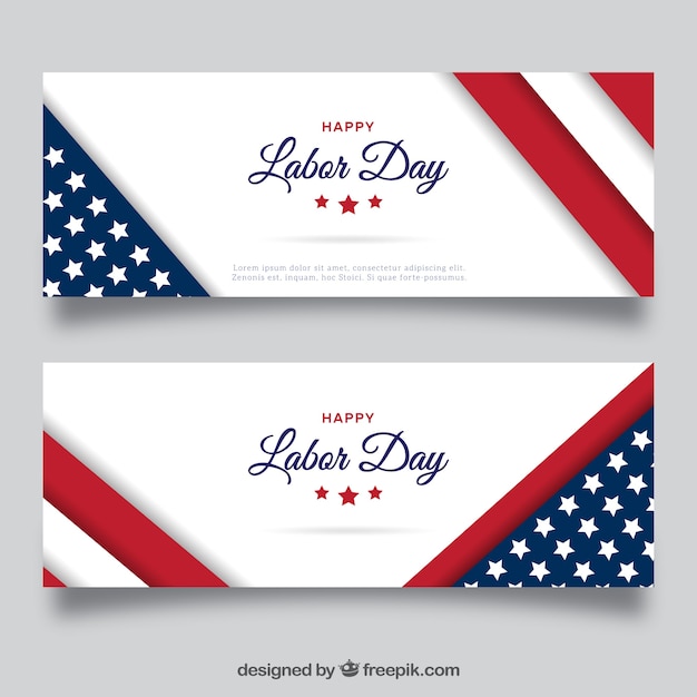 Gratis vector elegante amerikaanse banners van arbeidsdag