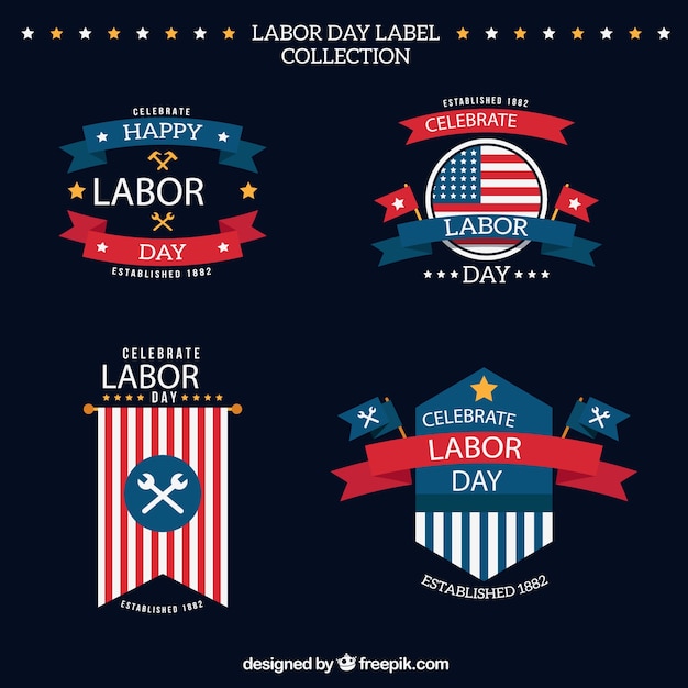 Elegante Amerikaanse Labor Day stickers in vintage stijl