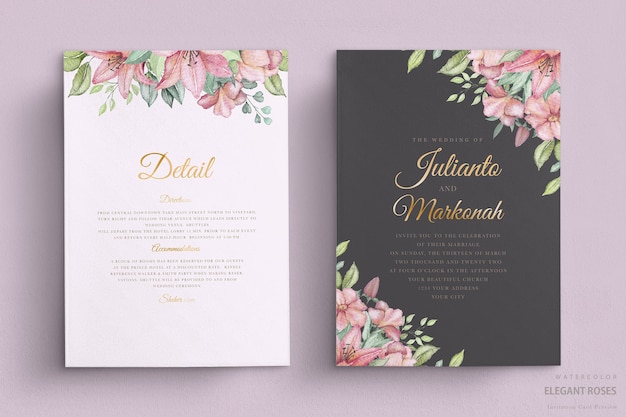 Elegante aquarel bloemen bruiloft kaart