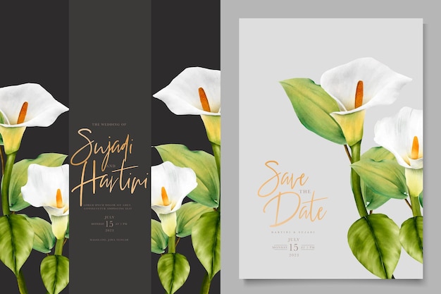Gratis vector elegante aquarel bloemen met zachte kleur uitnodigingskaartsjabloon