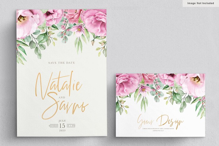Gratis Vector elegante aquarel hand getrokken bloemen bruiloft uitnodigingskaart