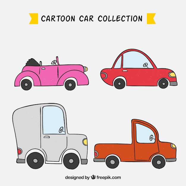 Gratis vector elegante auto's met handgetekende stijl