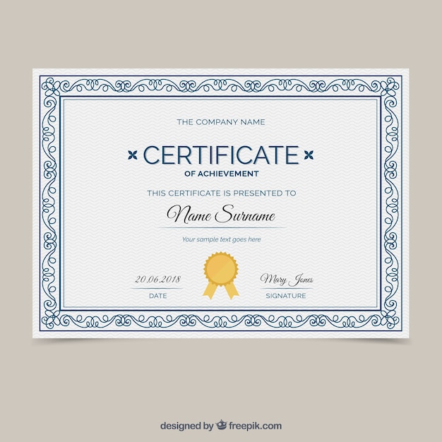 Elegante blauwe certificaatsjabloon