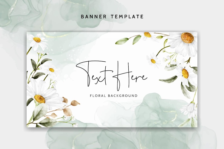 Gratis Vector elegante bloemenbannersjabloon met prachtige madeliefjebloem