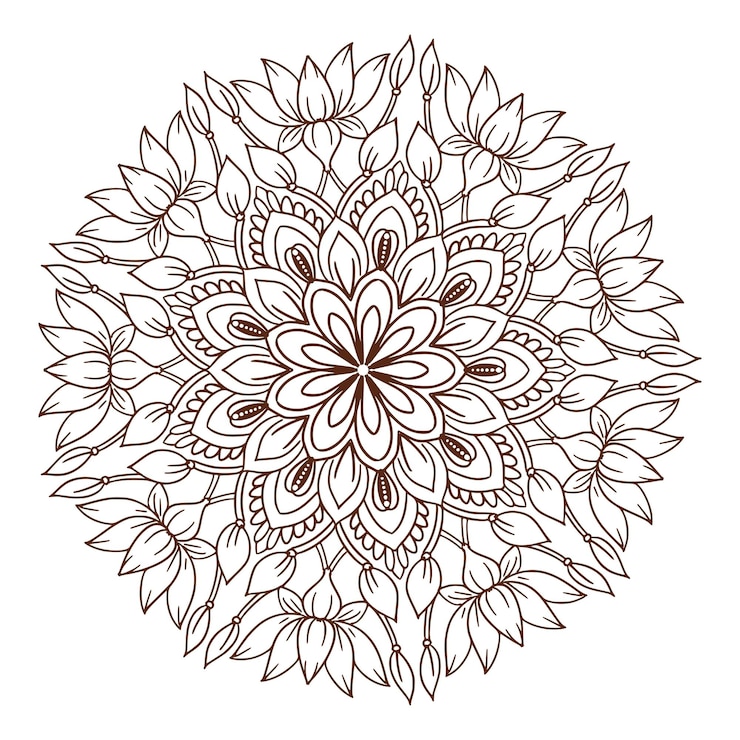 Gratis Vector elegante bloemenmandala op witte achtergrond