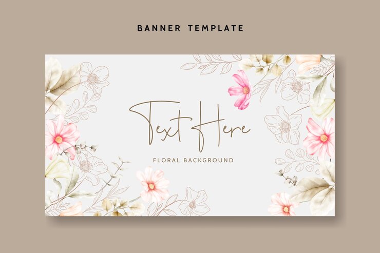 Gratis Vector elegante bloemlijn en aquarel bloemenachtergrond