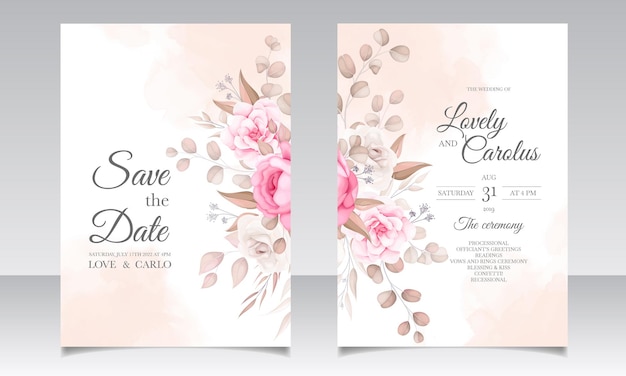 Elegante bruiloft uitnodigingskaart met prachtige bloemen
