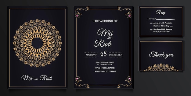 Elegante bruiloft uitnodigingskaarten set