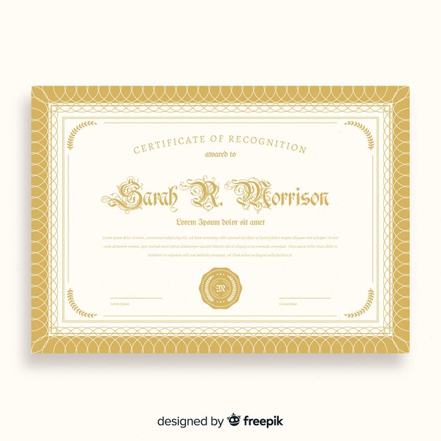 Elegante certificaatsjabloon met gouden stijl