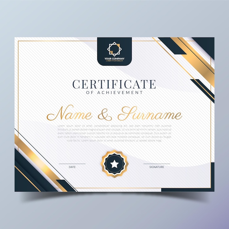 Gratis Vector elegante certificaatsjabloon met verloop