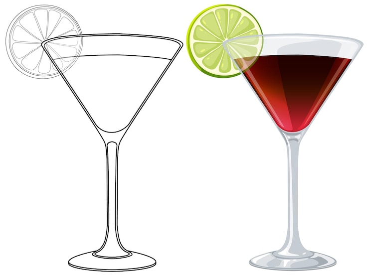 Gratis Vector elegante cocktails met citrusgarnis