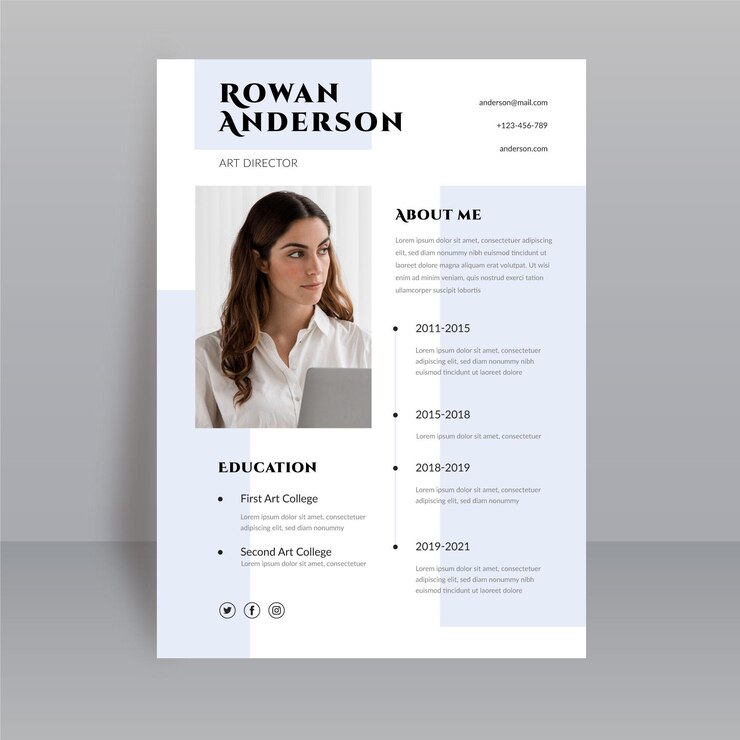 Gratis Vector elegante cv-sjabloon met foto