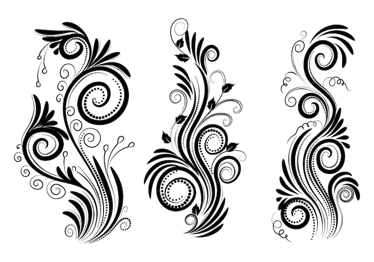 Gratis Vector elegante decoratieve versiering bloemen set