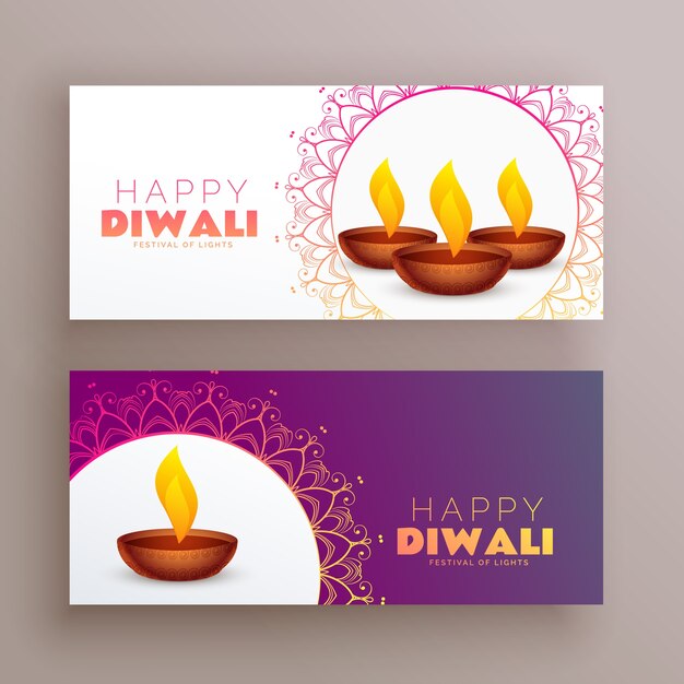 elegante diwali festival banners groetkaart set achtergrond