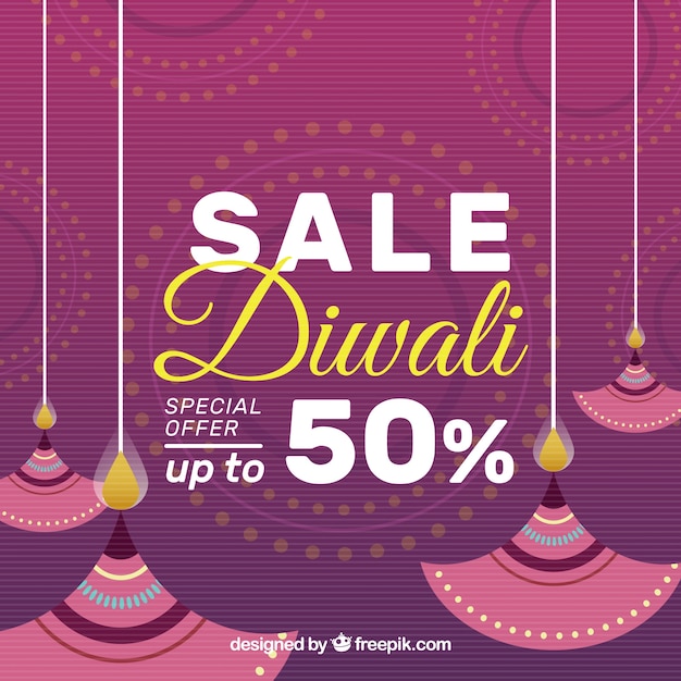 Gratis vector elegante diwali verkoop achtergrond