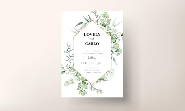 elegante eucalyptusbladeren aquarel bruiloft uitnodigingskaart