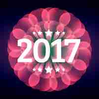 Gratis vector elegante gelukkig nieuwjaar tekst 2017 met roze bloemen achtergrond effect