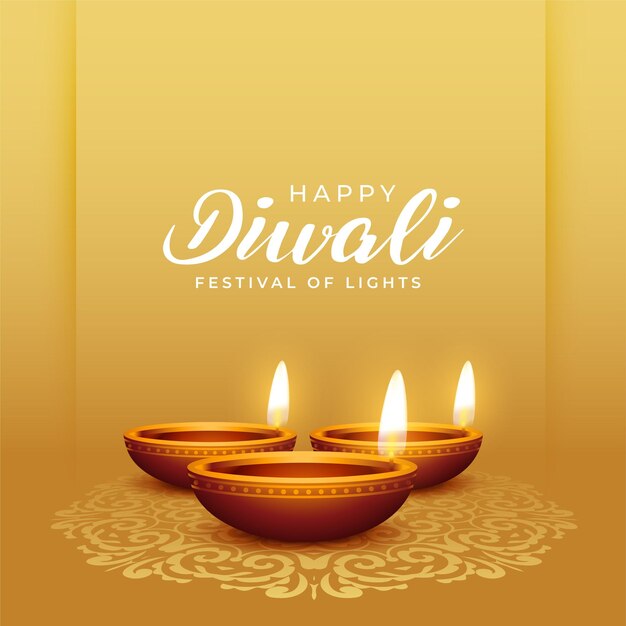 elegante gelukkige diwali-wenskaart met olielamp op rangoli-ontwerp