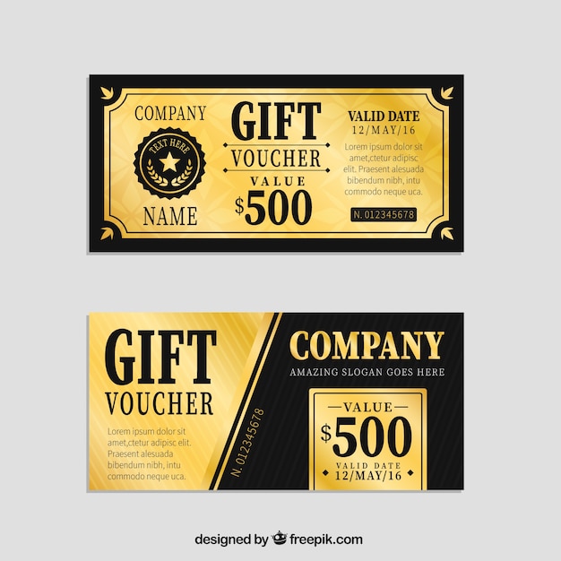 Gratis vector elegante gouden cadeaubon set