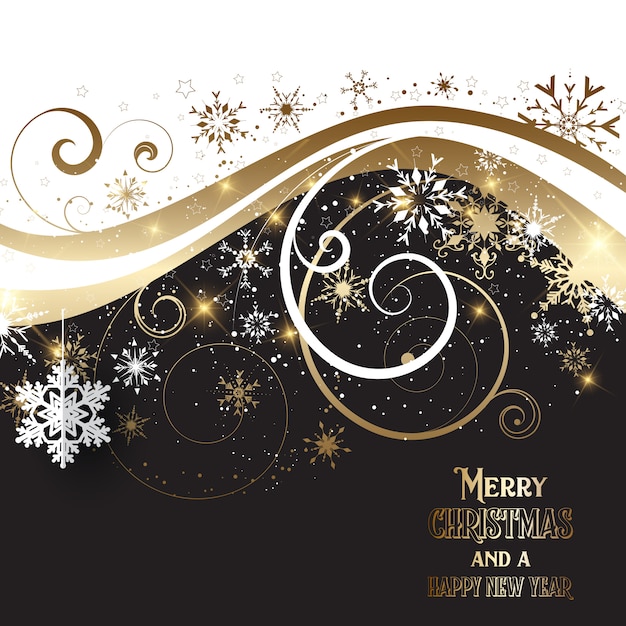 Gratis vector elegante gouden en zwarte kerstmisachtergrond