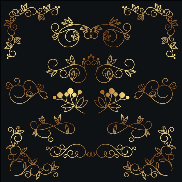Gratis vector elegante gouden kalligrafische ornamentcollectie