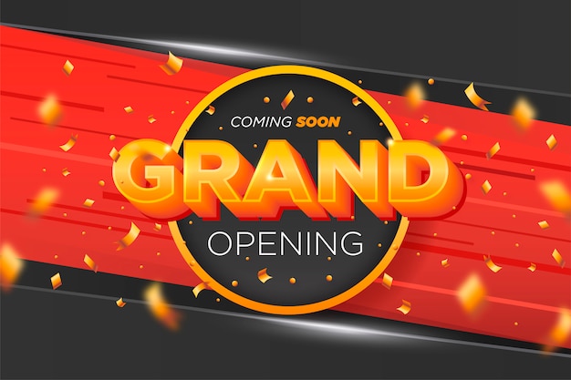 Elegante grand opening banner met gouden confetti