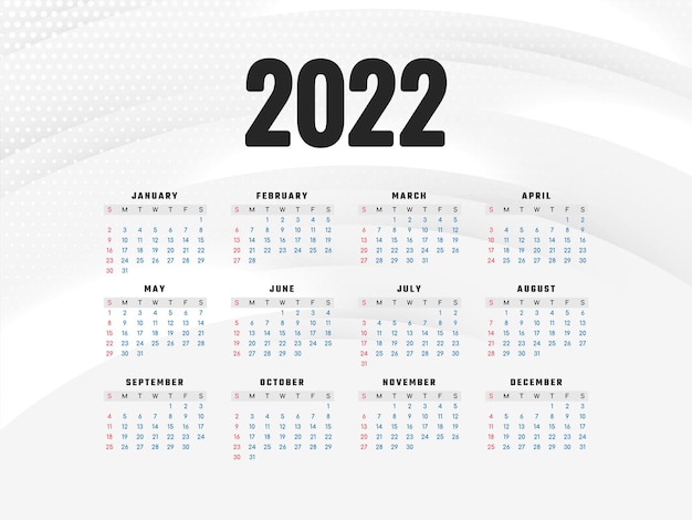 Elegante grijze kleur nieuwjaar 2022 kalender ontwerp vector