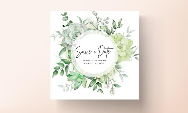 elegante groen aquarel bloemen bruiloft uitnodigingskaart