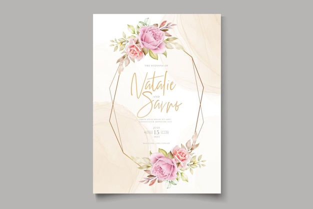 elegante handgetekende aquarel bloemen zomer uitnodigingskaart