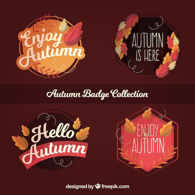 Elegante herfst badges collectie met platte ontwerp